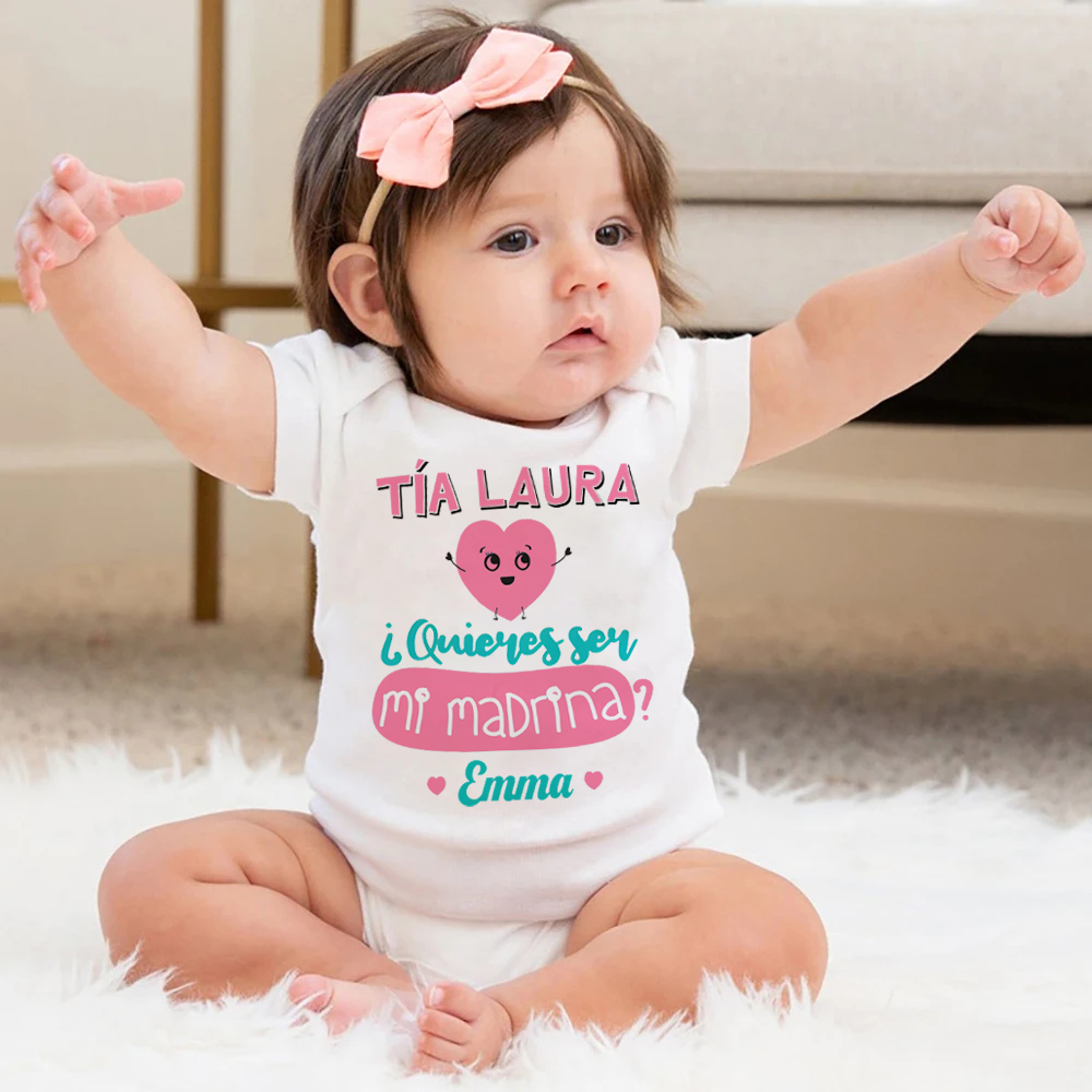 Baby Clothing Names - おばさん、私のゴッドマザーになりたいですかプリントベビーボディスーツカスタム名幼児リクエストゴッドマザージャンプスーツパーソナライズされたベビーロンパース