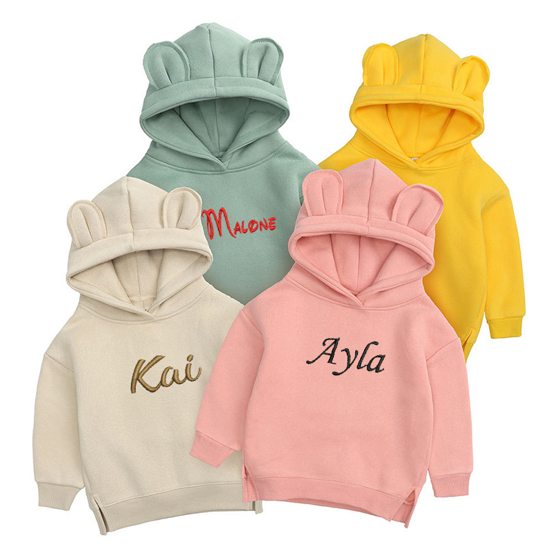 Baby Clothing Names - 子供のための刺繍されたクマのフーディ,パーソナライズされた名前のスウェットシャツ,ユニセックスの子供服,ベビーファッション,ギフト