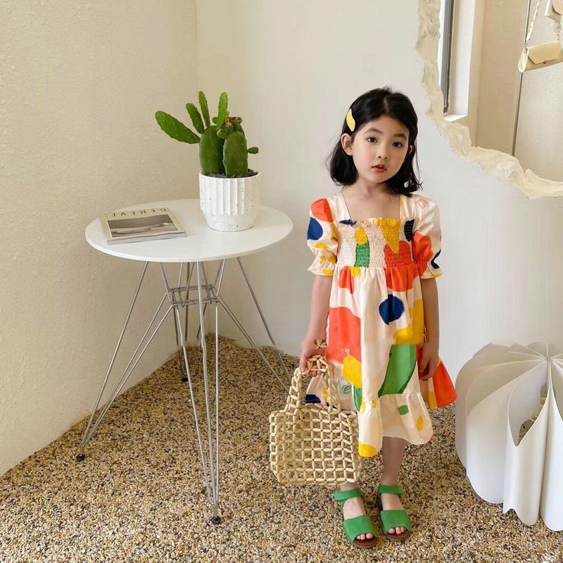 Baby Clothing Drawing - 女の子のドレス クリンクルカラーブロックタイドレス プリンセスドレス 新しい高品質の女の赤ちゃん服 子供の誕生日プレゼント 年齢に応じて