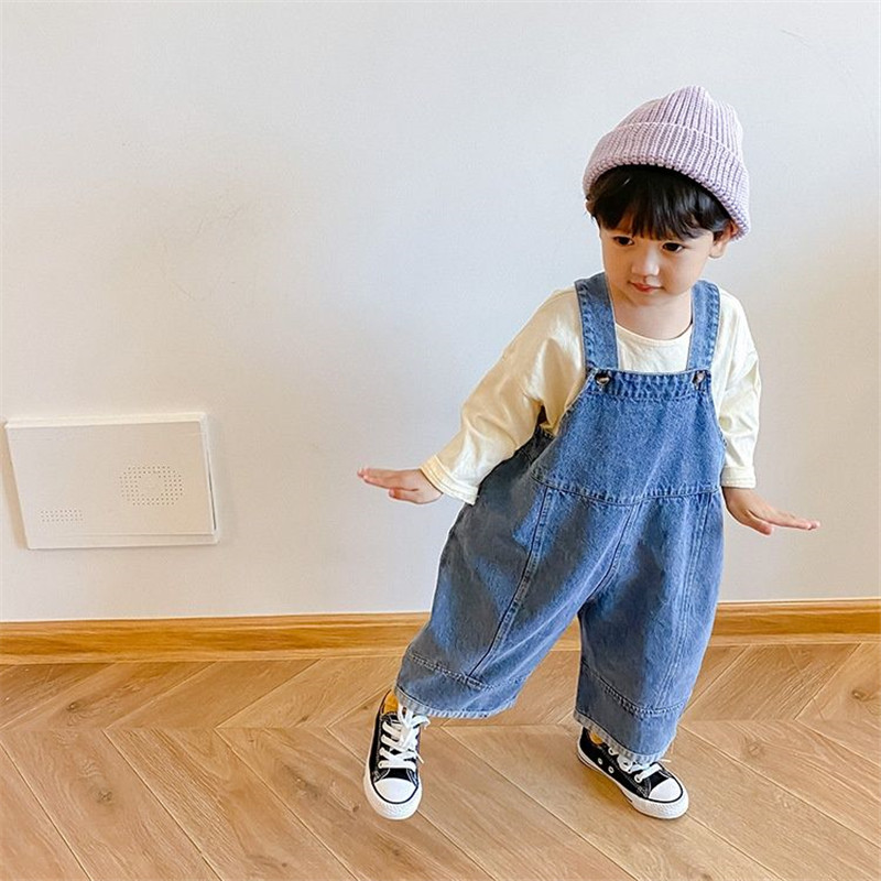 Baby Overall Denim - 子供用ワイドレッグデニムパンツ,男の子用サスペンダー,カジュアルアウターウェア,ファッショナブルな新秋コレクション