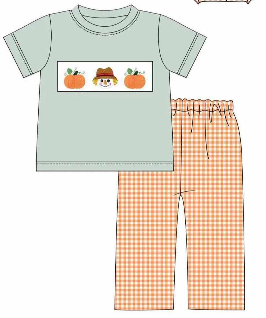 Baby Clothing Boutique - 感謝祭ベビーバブルロンパース子供服男の子女の子かかし-カボチャプリントブティック服セット子供用