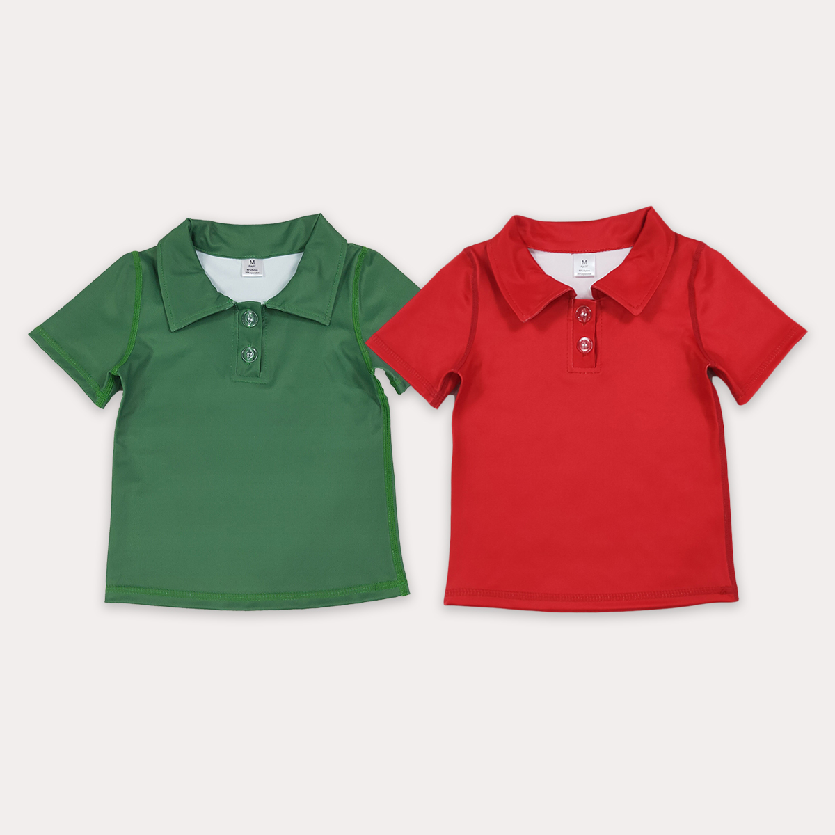 Baby Clothing Boutique - 夏の子供服ブティック ベビーガール レッドグリーン 半袖ヨガアクティブウェア ボタンアップポロシャツ トップス