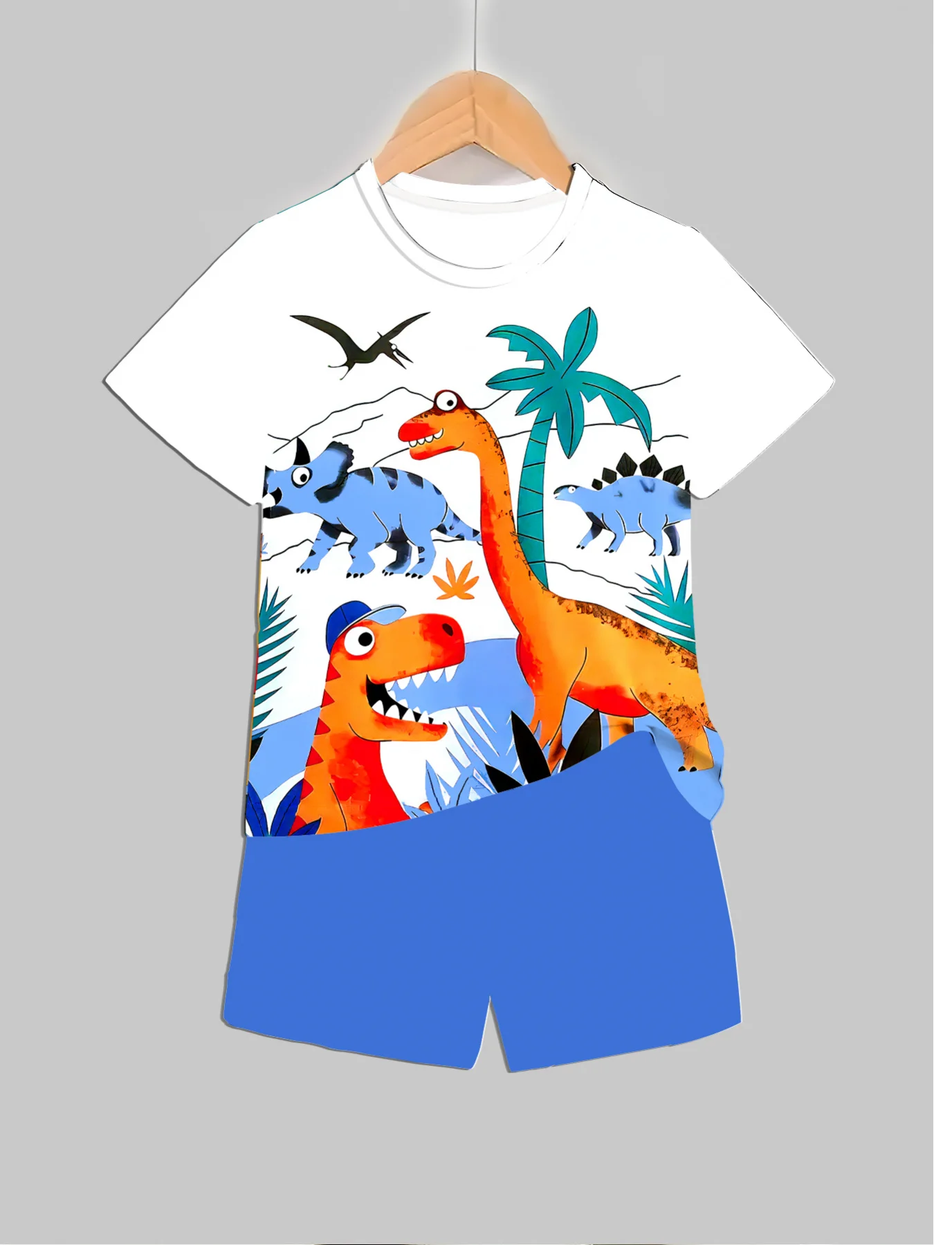 新しい恐竜プリント衣装トップス + ショーツ 2 個夏用男の - Baby Clothing For Girls のレビューと価格