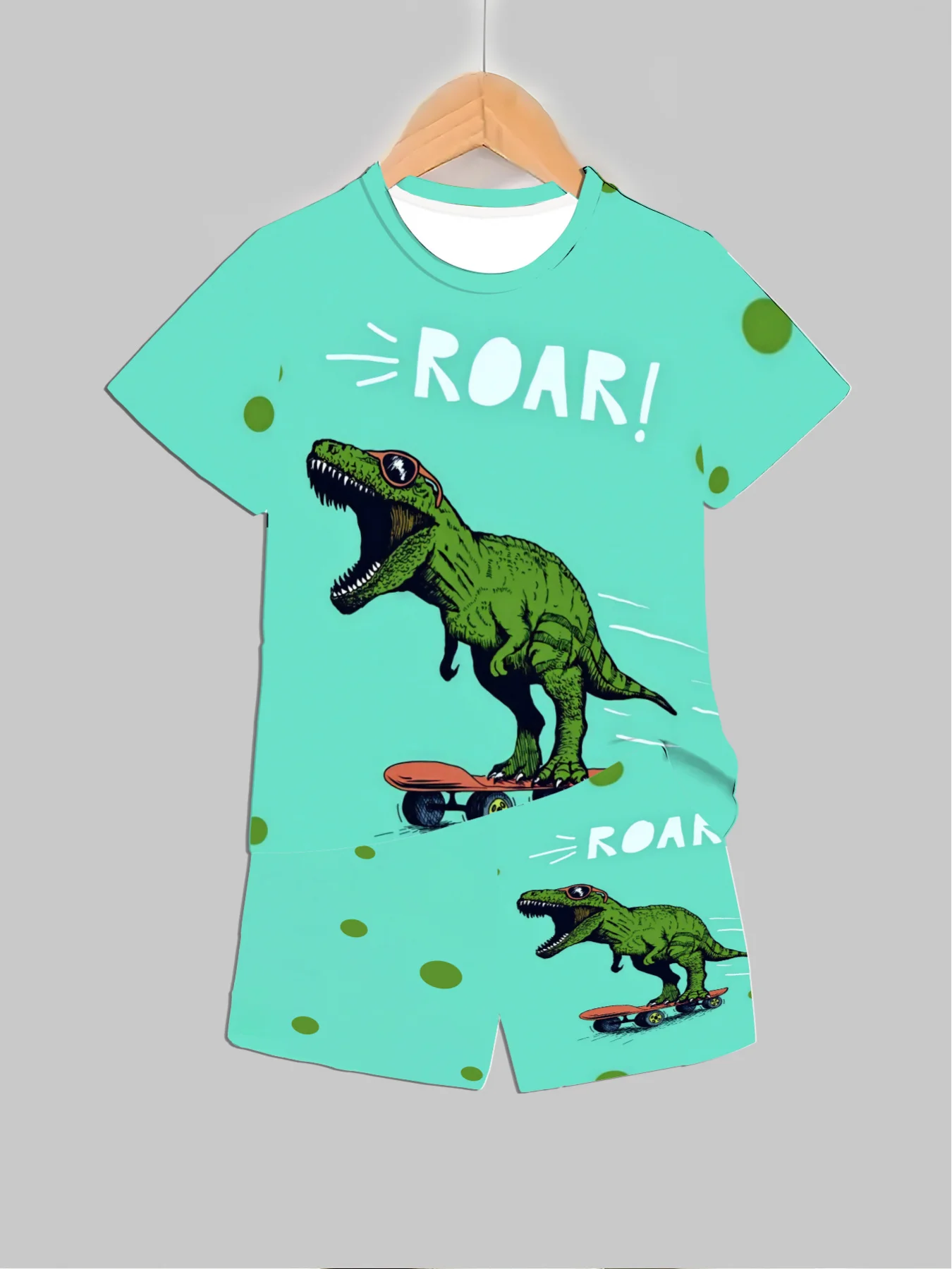 新しい恐竜プリント衣装トップス + ショーツ 2 個夏用男の - Baby Clothing For Girls のレビューと価格
