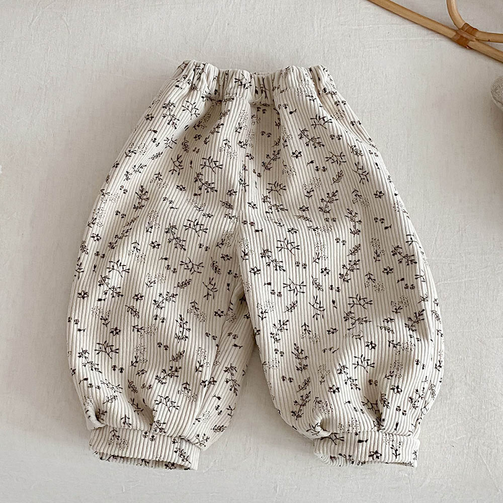 暖かい冬のパンツ女の子のためのフリース花柄ドットプリント子供 - Baby Clothing Boutique のレビューと価格