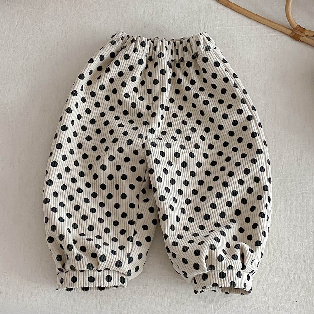 暖かい冬のパンツ女の子のためのフリース花柄ドットプリント子供 - Baby Clothing Boutique のレビューと価格
