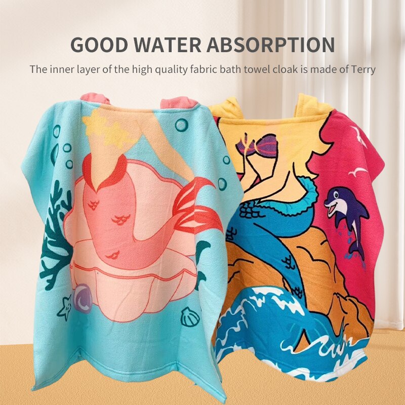 1個新品子供用バスタオル漫画プリントケープフード付きビーチバ - Hooded Bath Towel のレビューと価格