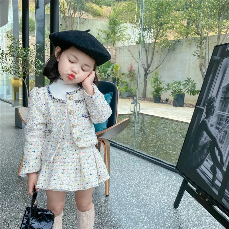 女の子ツイードセット服秋子供ブティック服スーツ子供コートとス - Baby Clothing Boutique のレビューと価格