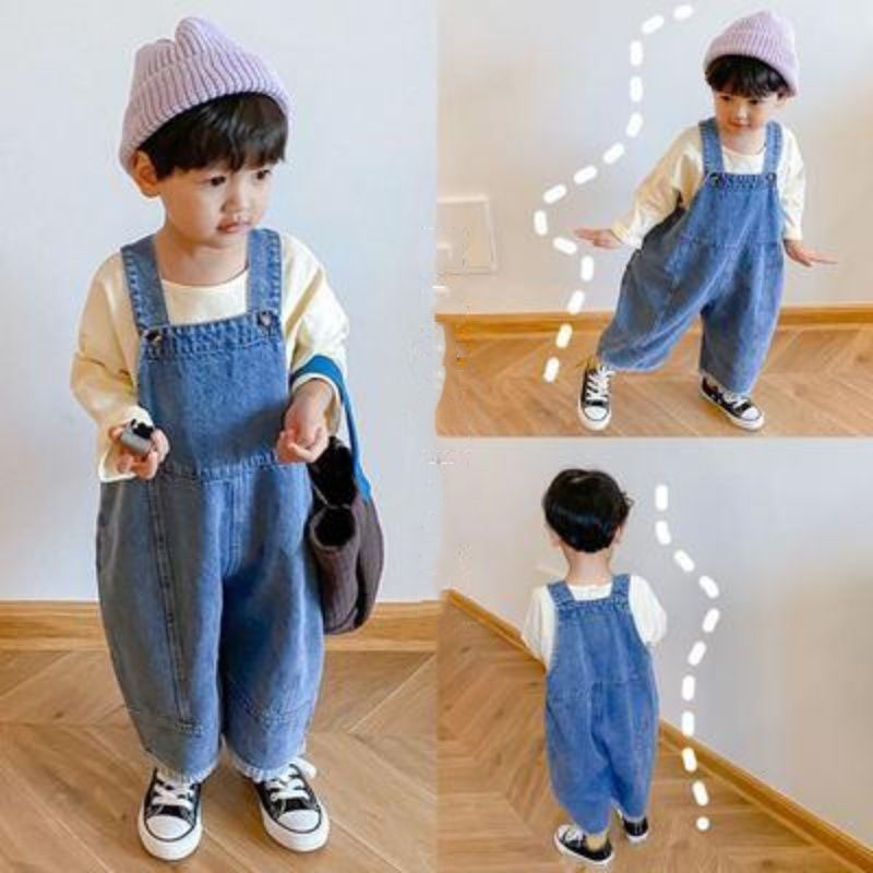 子供用ワイドレッグデニムパンツ,男の子用サスペンダー,カジュ - Baby Overall Denim のレビューと価格
