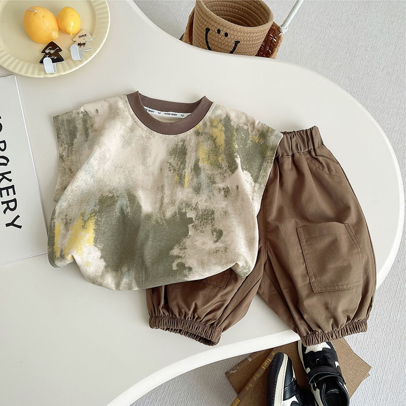韓国の夏用幼児ベビー男の子服スーツ2026ノースリーブTシャ - Baby Clothing Drawing のレビューと価格