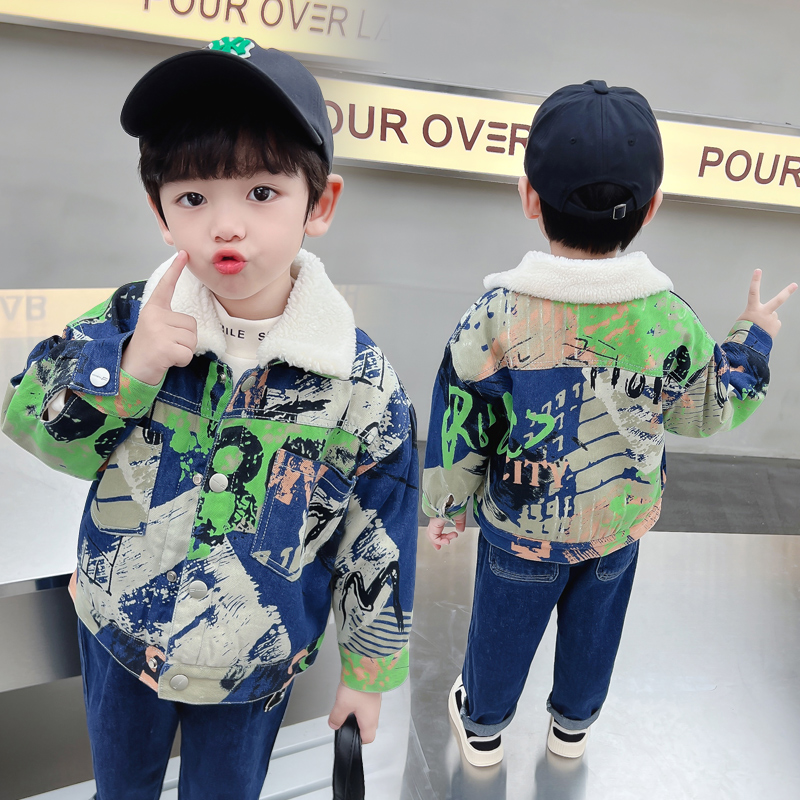 キッズベビー暖かいデニムジャケットパーカーコート毛皮付き幼児 - Baby Clothing Drawing のレビューと価格